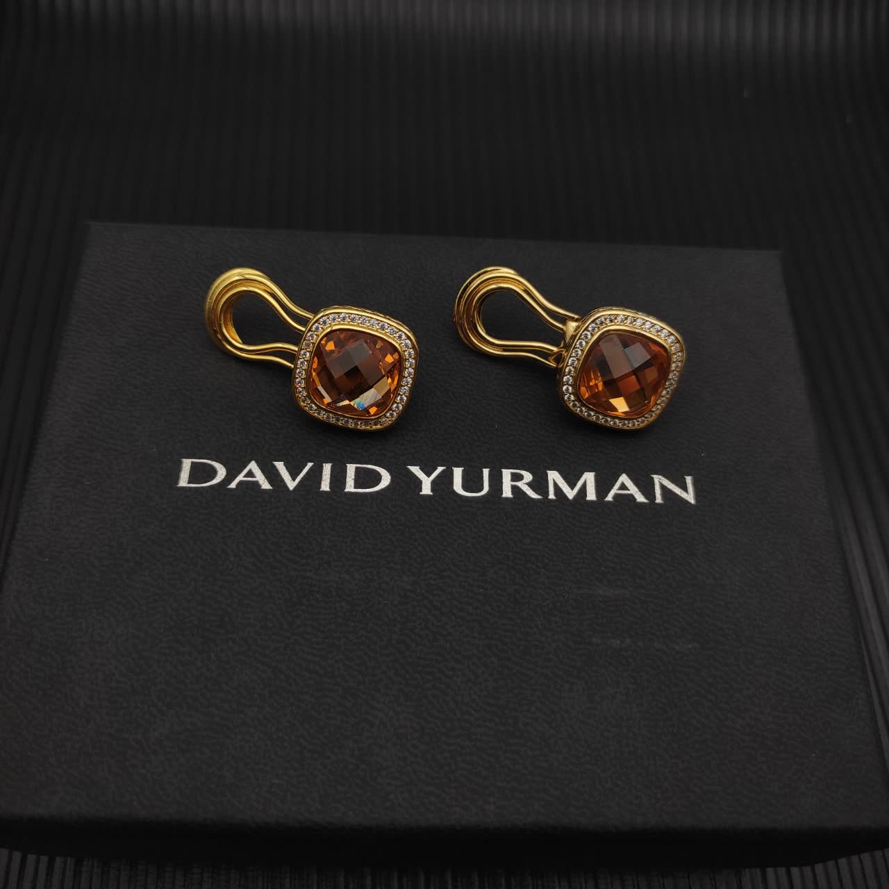 David Yurman Citrine & Diamond Cable Collectibles Clip-On Earrings